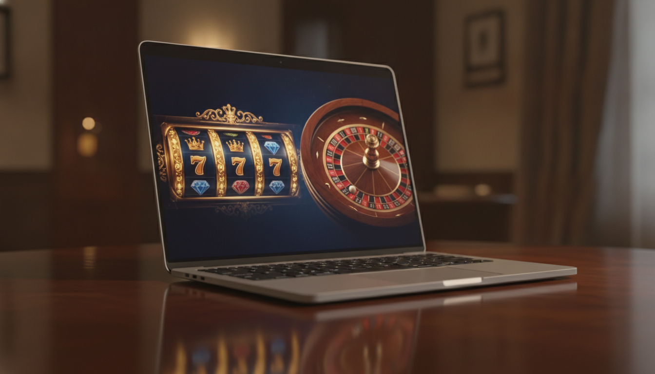 Interfaz moderna del casino en línea Bankonbet en un ordenador portátil
