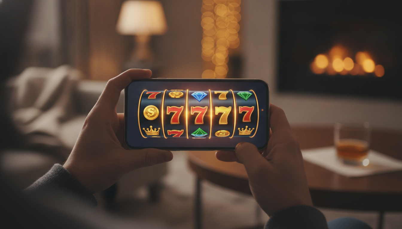Jugador usando el casino en línea Bankonbet en un teléfono móvil